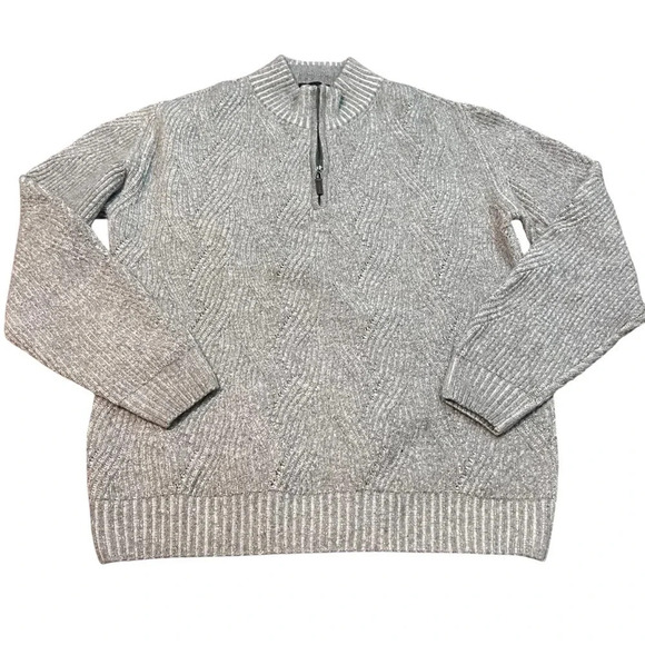 Bugatchi Other - Bugatchi Italy Grey Merino Wool Cashmere Half Zip Knit Sweater L